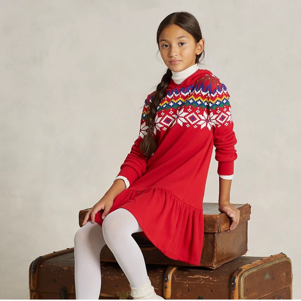 Polo Ralph Lauren Fair Isle Waffle-Knit Hooded Dress